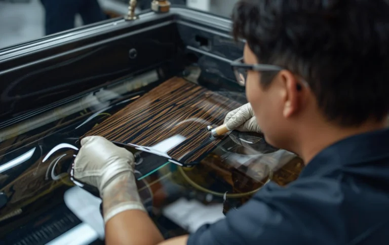 Hydro dipping process for wood grain car interior trim customization in Hyderabad