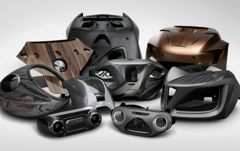 Different hydro dipping for plastic parts designs including carbon fiber wood grain marble and metallic finishes