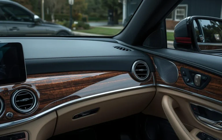 Car dashboard and door trims customized with wood grain hydro dipping finish