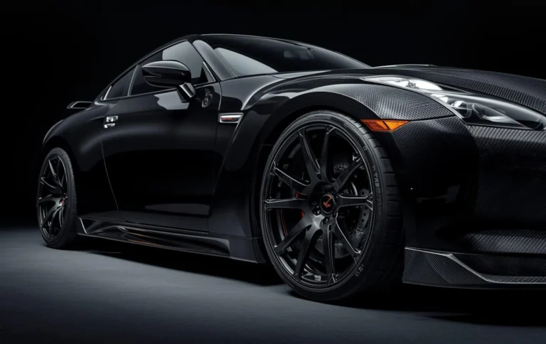 Hydro dipping alloy wheels in Hyderabad with premium carbon fiber finish on luxury car