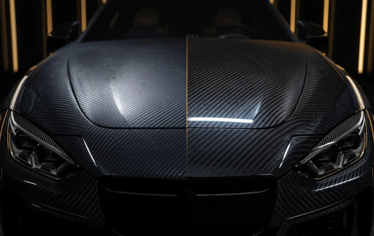 Hydro dipping vs vinyl wrap in Hyderabad showing seamless texture vs wrapped surface comparison