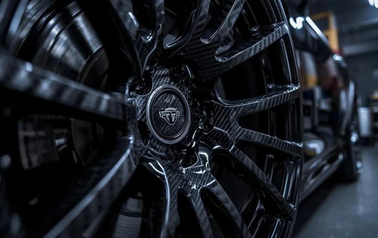 Alloy wheel carbon fiber finish in Hyderabad hydro dipping glossy wheel design