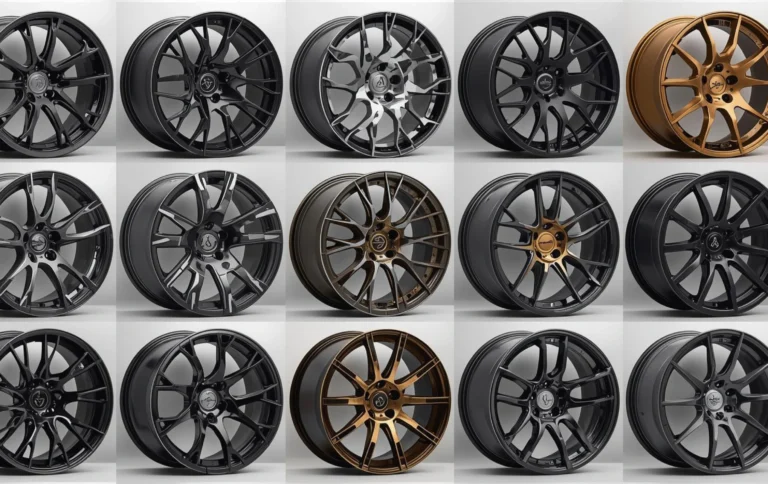 Different hydro dipping designs for alloy wheels including carbon fiber camouflage and metallic finishes
