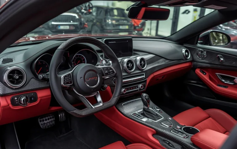 Hydro dipped carbon fiber applied on dashboard mirror caps alloy wheels