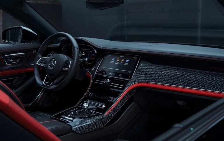 Car interior with restore faded dashboard with hydro dipping installed premium finish