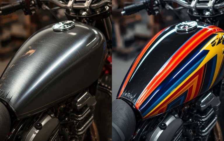 Dashboard panel before and after hydro dipping wood grain finish Hyderabad