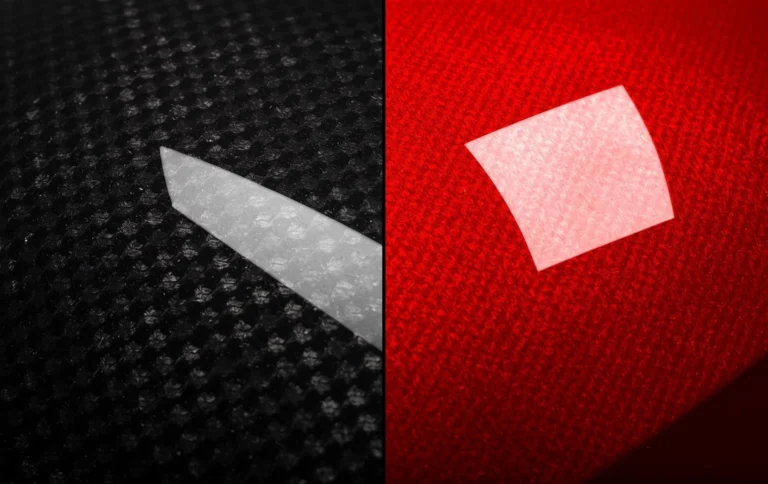 Close up comparison of hydro dipped carbon fiber texture and smooth painted surface